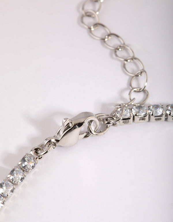 Silver Cubic Zirconia Tennis Anklet