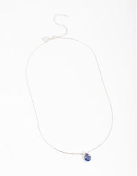 Blue Cubic Zirconia Pear Halo Necklace - link has visual effect only