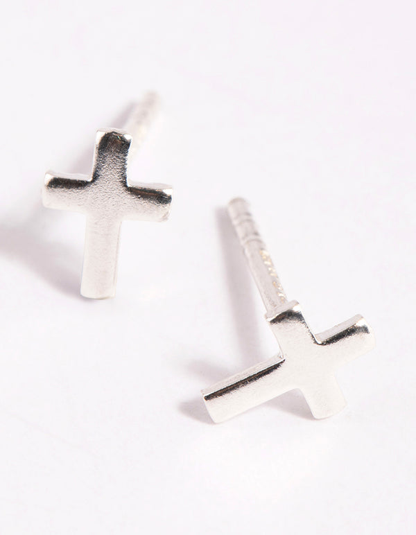Sterling Silver Cross Stud Earrings
