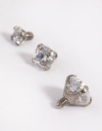 Titanium Ascending Diamante Dermal Anchor - link has visual effect only