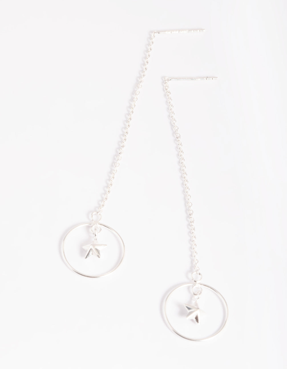 Sterling Silver Star Thread Through Earrings
