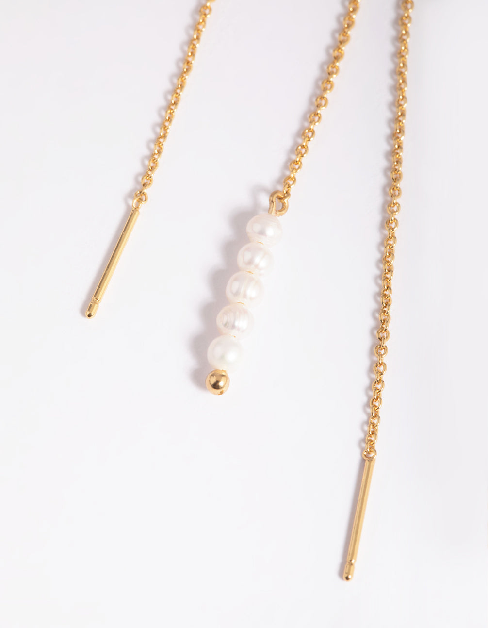 Gold Plated Pearl Thread Through Earrings