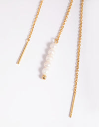 Gold Plated Pearl Thread Through Earrings - link has visual effect only