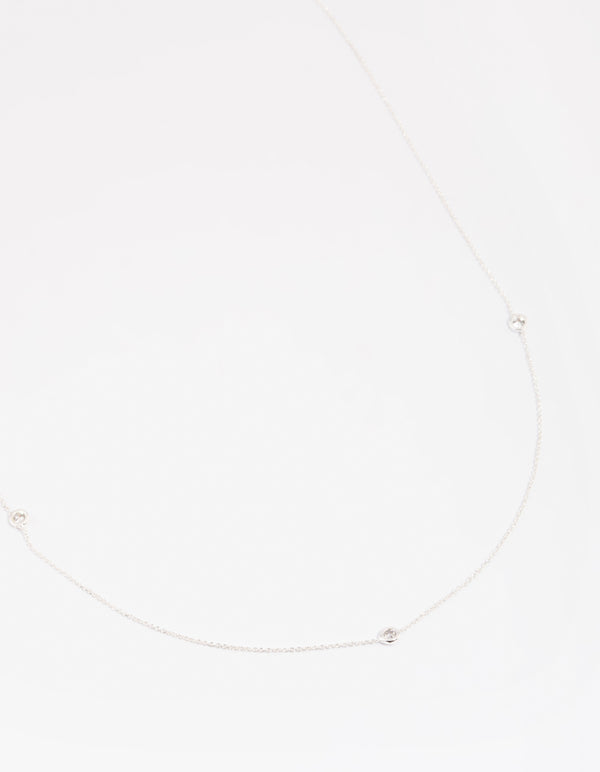 Silver Plated Brass  Cubic Zirconia Fine Necklace