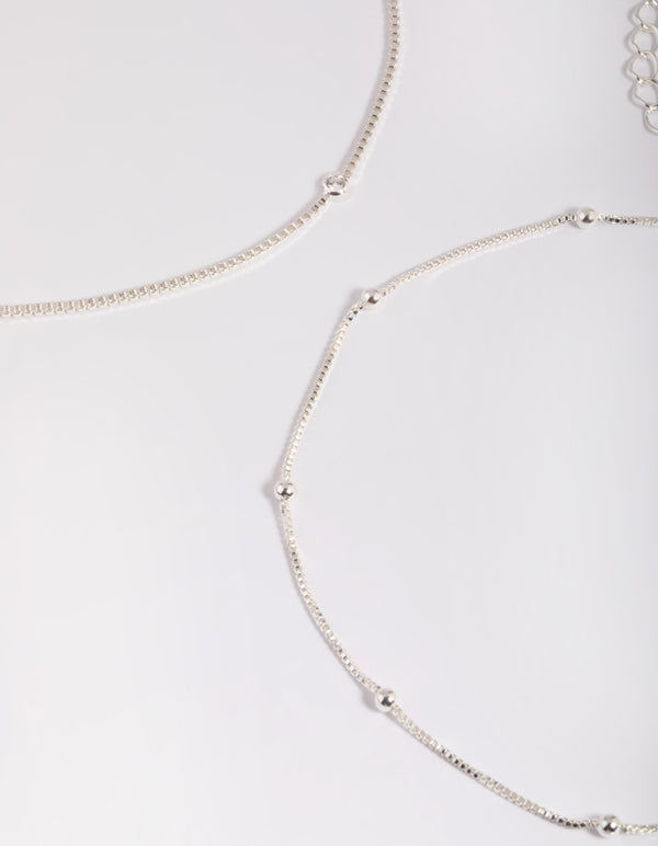 Silver Plated Brass  Cubic Zirconia Ball Anklet