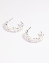 Silver Cubic Zirconia Baguette Hoop Earrings - link has visual effect only