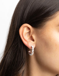 Silver Cubic Zirconia Baguette Hoop Earrings - link has visual effect only