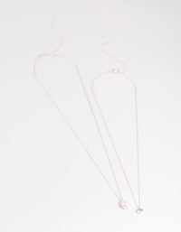 Silver Plated Freshwater Pearl & Cubic Zirconia 'Mini Me' Necklace Set - link has visual effect only