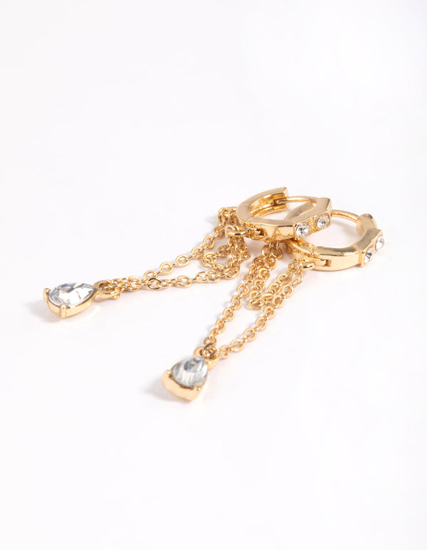 Gold Plated Diamante Huggie Hoop Earrings