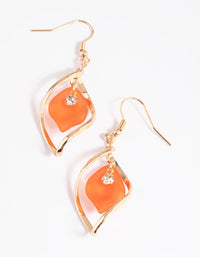 Orange Twisted Petal Drop Earrings - link has visual effect only