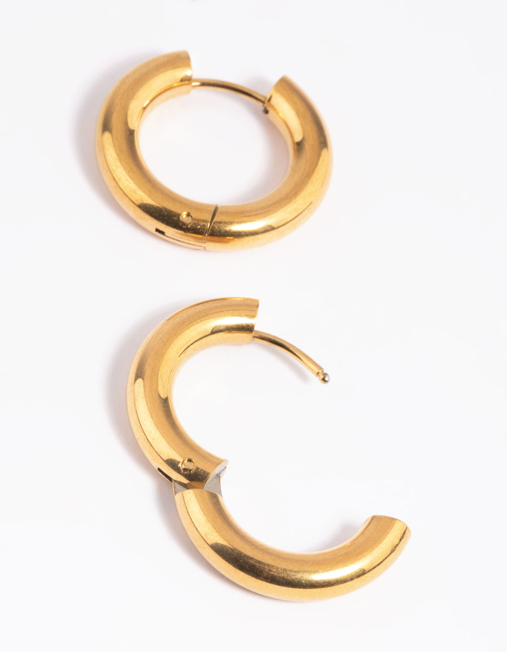 Waterproof Gold Plated Stainless Steel Thick Huggie Hoop Earrings