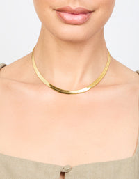 Waterproof Gold Plated Stainless Steel Herringbone Necklace - link has visual effect only
