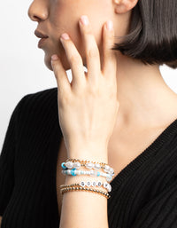 90s Blue Mushroom Beaded Bracelet 5-Pack - link has visual effect only