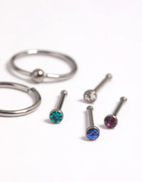 Titanium Nose Stud & Ring 6-Pack - link has visual effect only