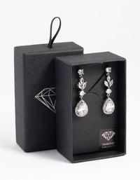 Silver Diamond Simulant Teardrop Earrings - link has visual effect only