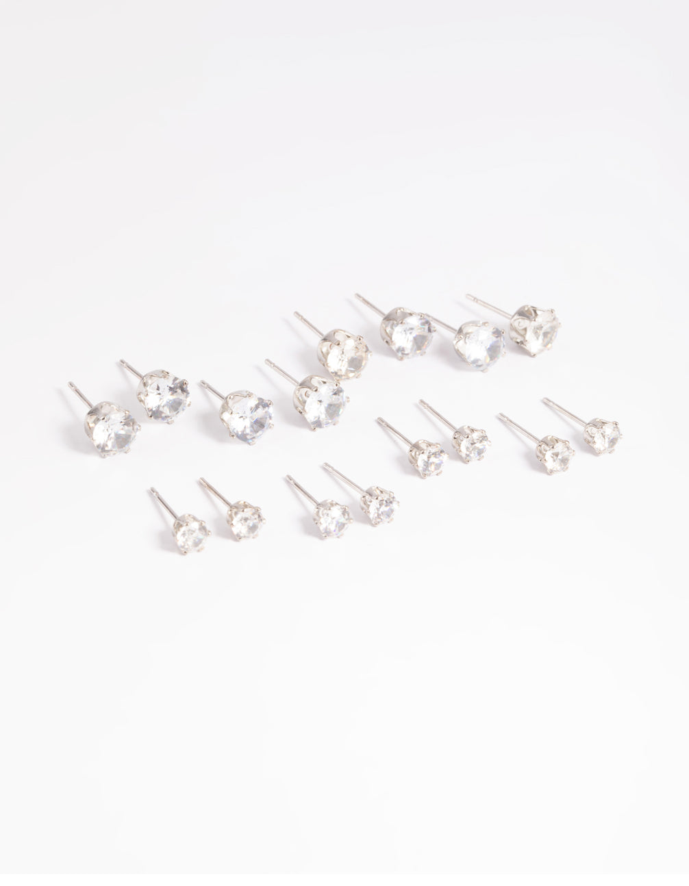 Silver Diamante Classic Stud Earring 8-Pack