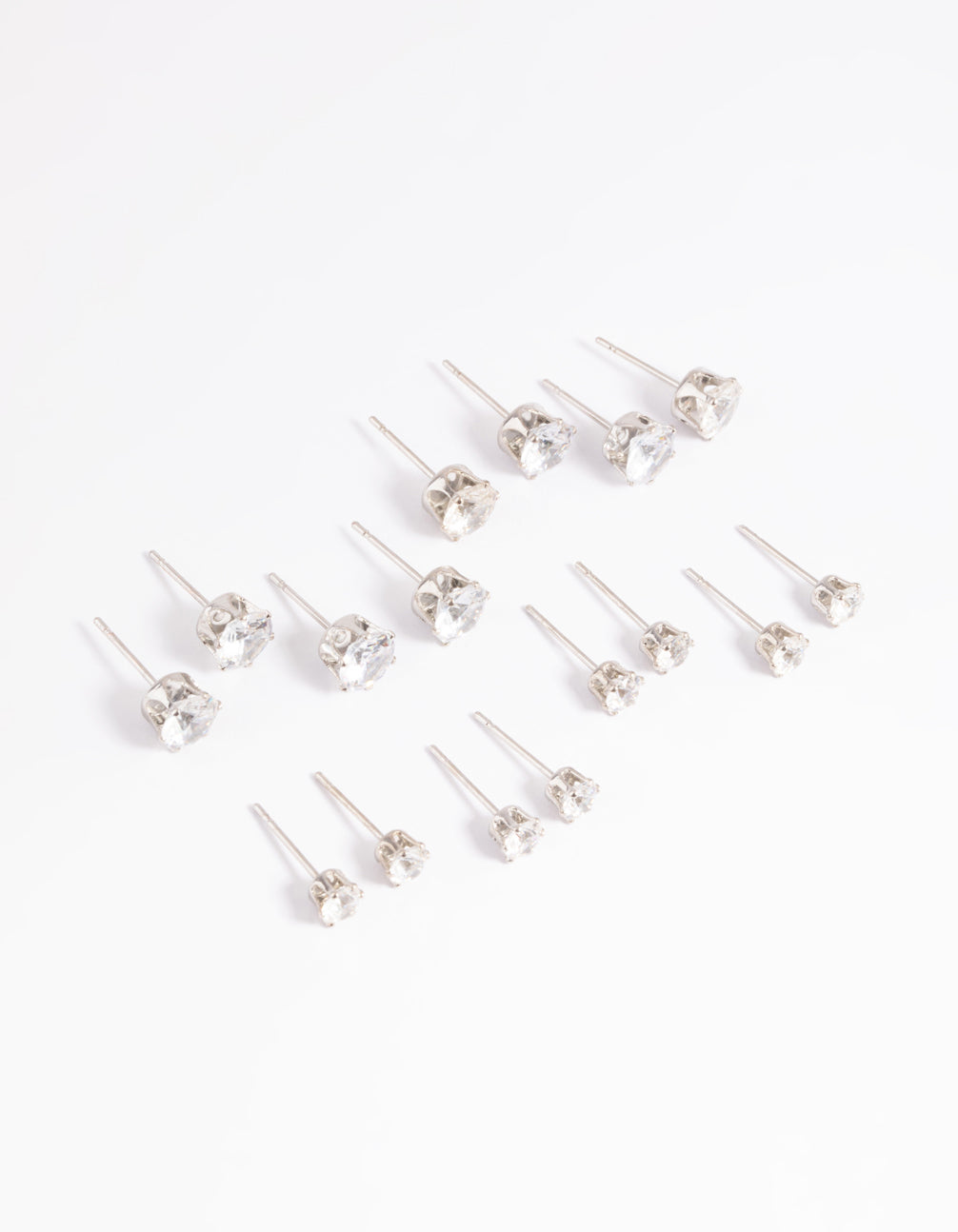 Silver Diamante Classic Stud Earring 8-Pack
