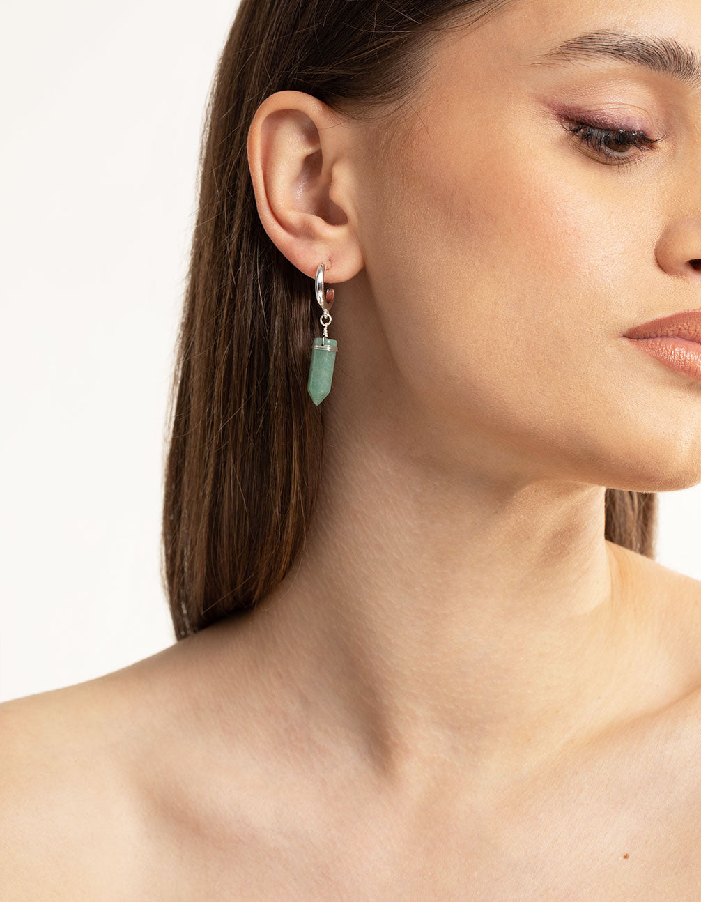 Green Fluorite Shard Hoop Earrings