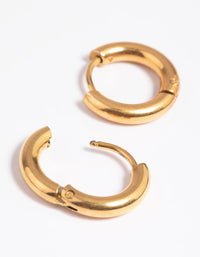 Gold Plated Surgical Steel Chunky Huggie Hoop Earrings - link has visual effect only