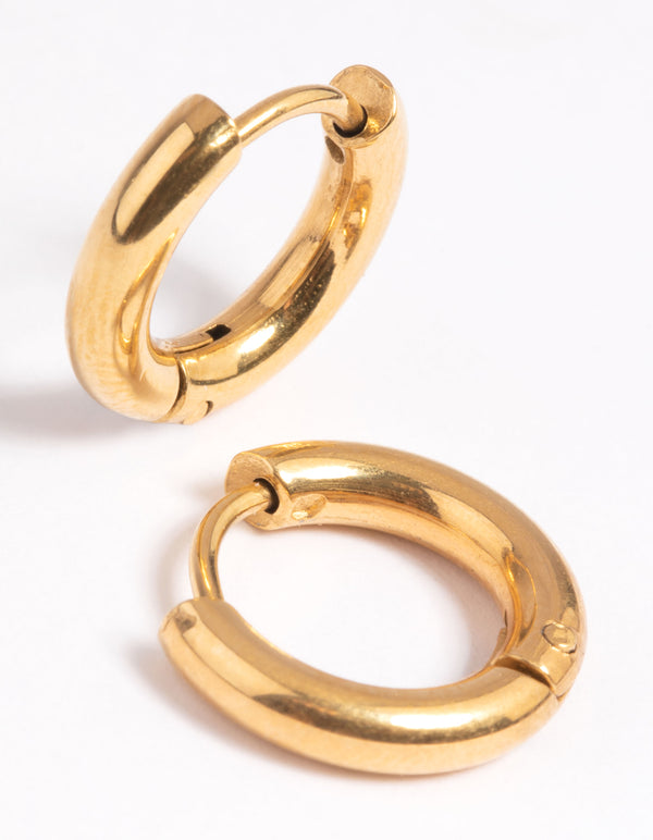Gold Plated Surgical Steel Chunky Huggie Hoop Earrings