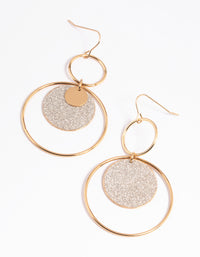 Gold Glitter Disc Drop Earrings - link has visual effect only