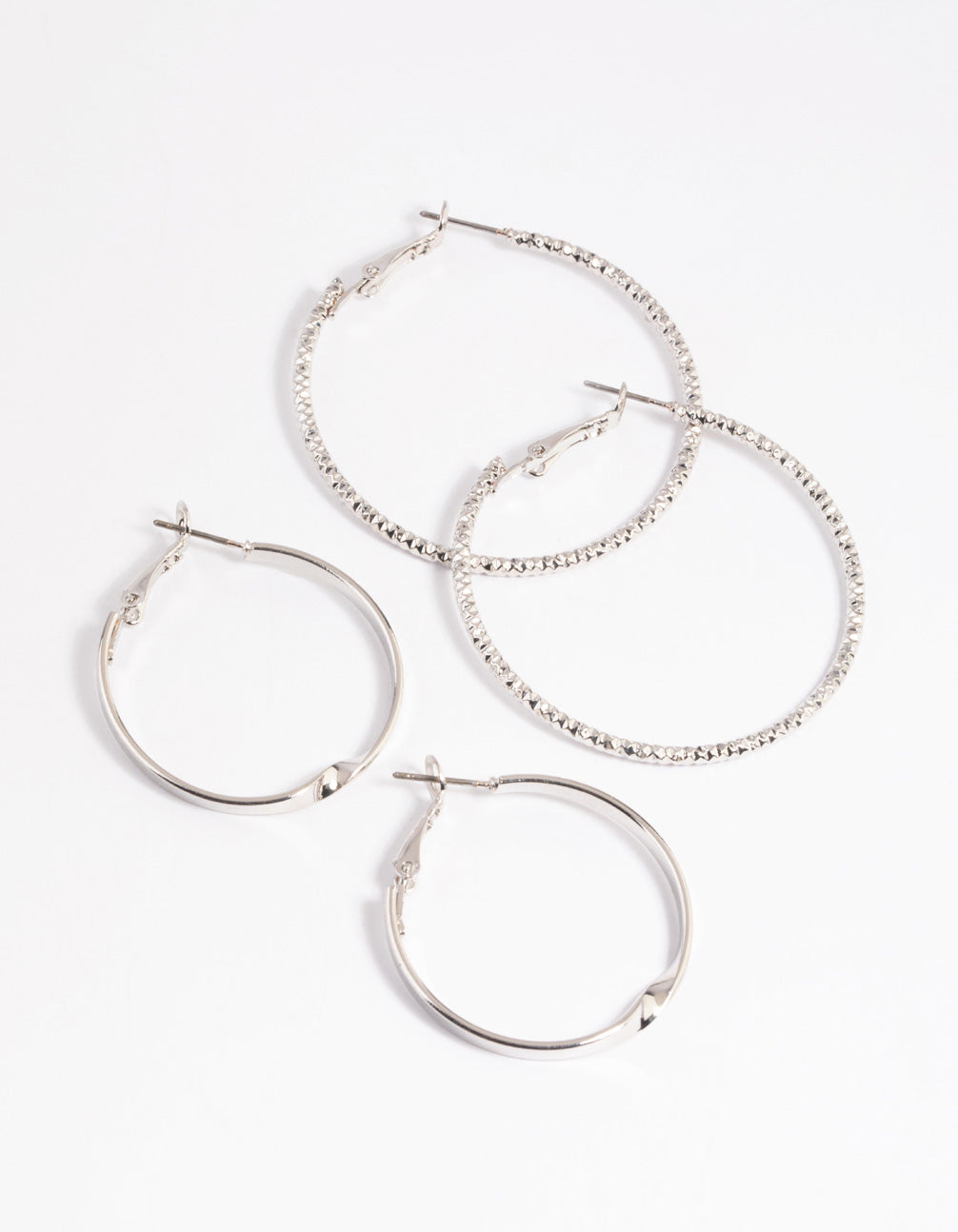 Silver Wide Hoop Earring Set
