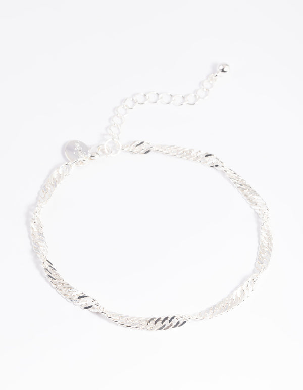 Silver Twisted Chain Anklet