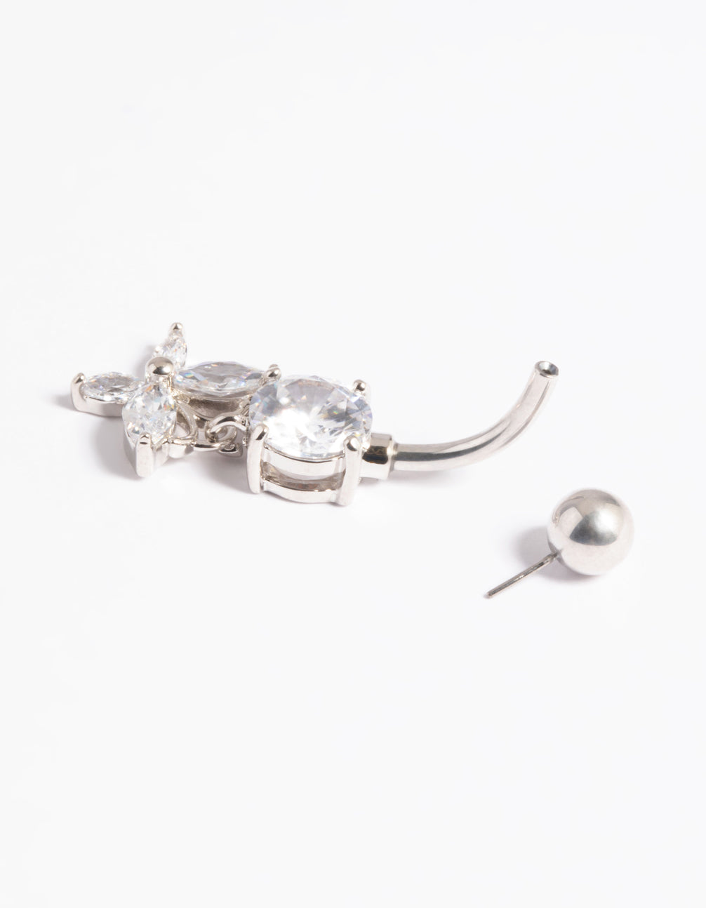Platinum Plated Titanium Threadless Butterfly Belly Bar
