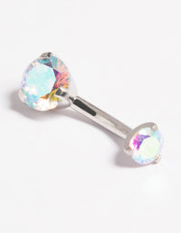 Platinum Plated Titanium Threadless Iridescent Belly Bar - link has visual effect only