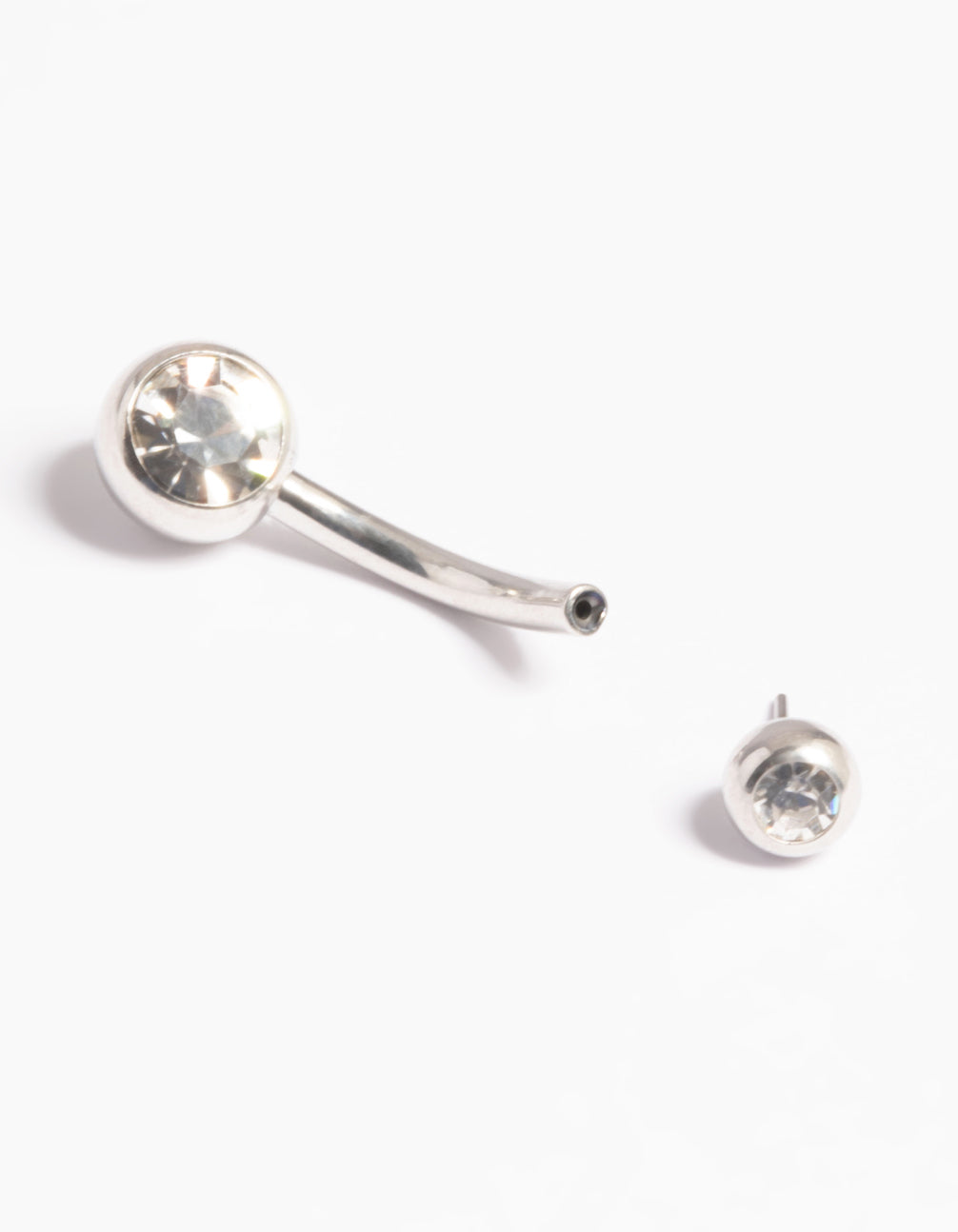 Platinum Plated Titanium Threadless Bezel Belly Bar