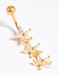 Gold Plated Titanium Threadless Flower Belly Bar - link has visual effect only