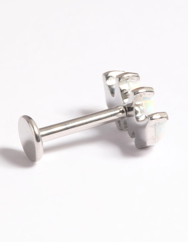 Platinum Plated Titanium Threadless White Opal Marquise Flat Back Pack