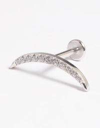 Platinum Plated Titanium Threadless Cubic Zirconia Half Moon Flat Back Pack - link has visual effect only