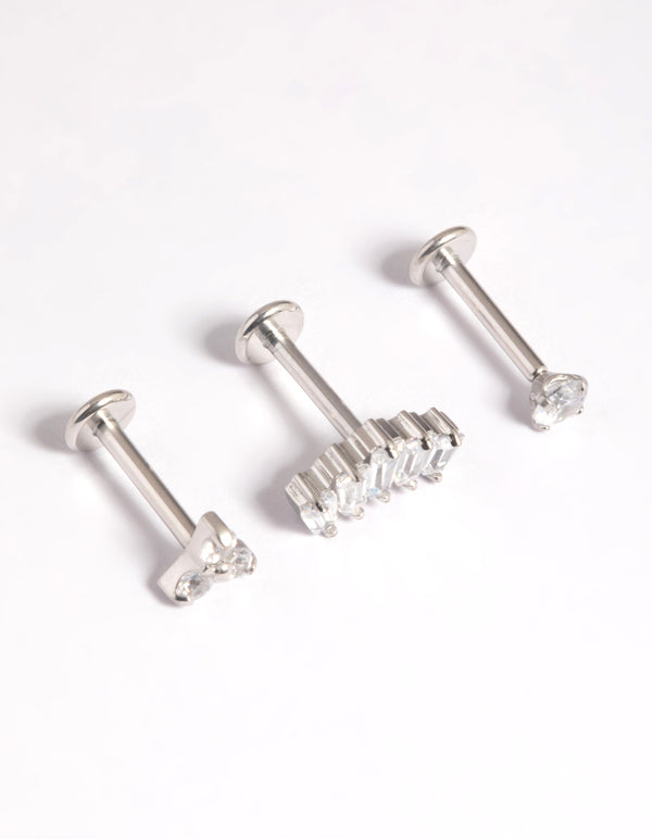 Platinum Plated Titanium Threadless Crystal Marquise Flat Back Pack