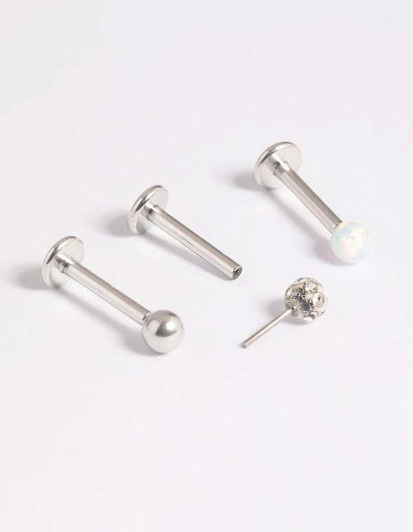 Platinum Plated Titanium Threadless Opal Flat Back Pack