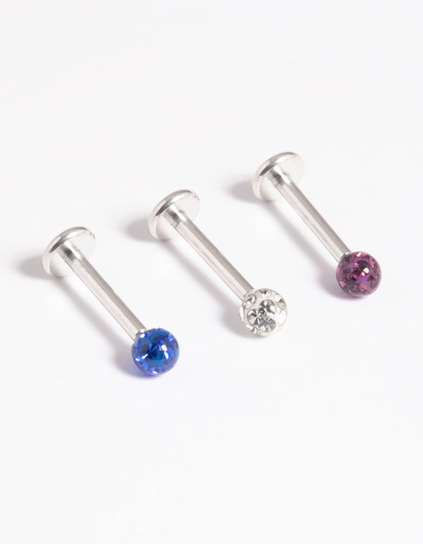 Platinum Plated Titanium Threadless Crystal Pave Flat Back Pack