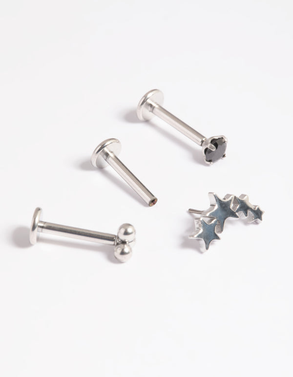 Platinum Plated Titanium Threadless Star Flat Back Pack