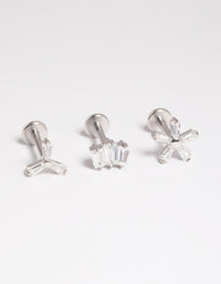 Platinum Plated Titanium Threadless Marquise Flower Flat Back Pack - link has visual effect only