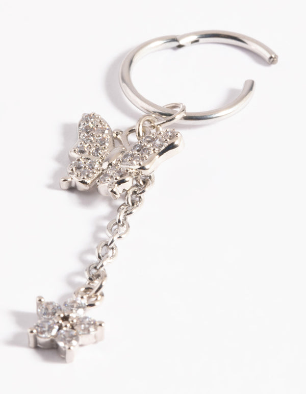 Platinum Plated Titanium Butterfly Clicker Ring