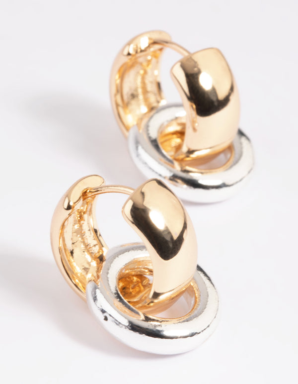 Gold Circular Huggie Hoop Earrings