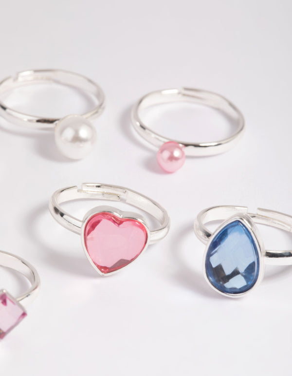 Kids Pearl & Gem Ring 6-Pack