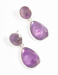 Silver Plated Amethyst Teardrop Earrings - link has visual effect only