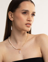 Gold Plated Rose Quartz Thread Through Earrings - link has visual effect only