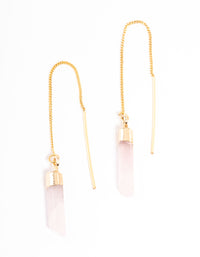 Gold Plated Rose Quartz Thread Through Earrings - link has visual effect only