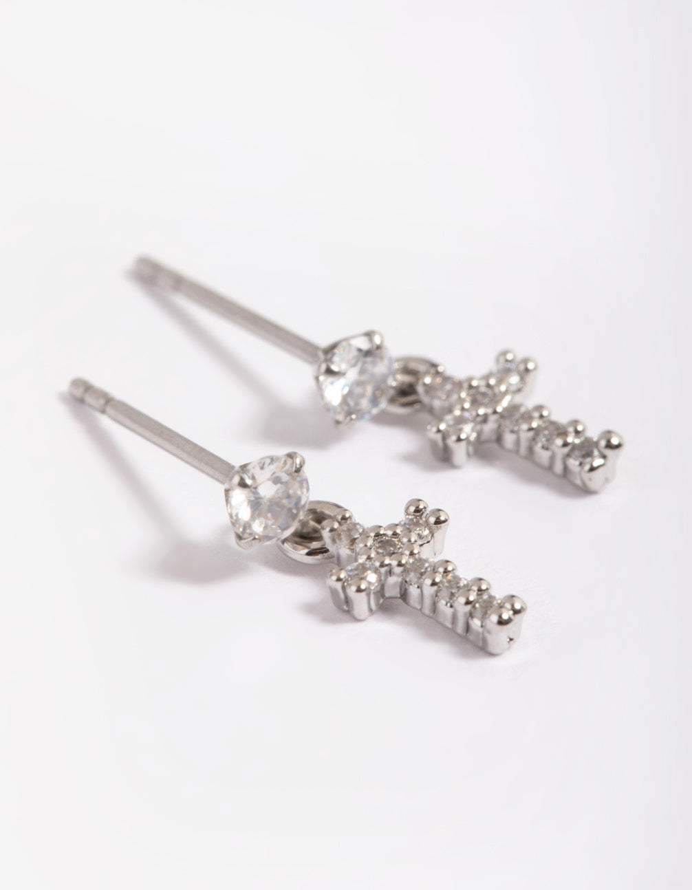 Surgical Steel Cubic Zirconia Cross Stud Earrings