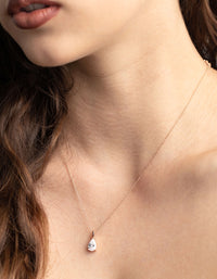 Rose Gold Plated Sterling SIlver Cubic Zirconia Pear Necklace - link has visual effect only