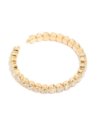 Gold Round Diamante Open Wrist Cuff - link has visual effect only