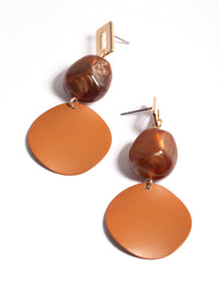 Gold Geometric Shape & Bead Drop Earrings - link has visual effect only