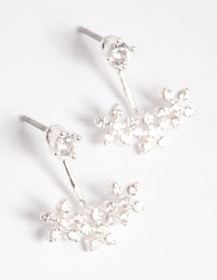 Silver Plated Cubic Zirconia Flower Sandwich Earrings - link has visual effect only