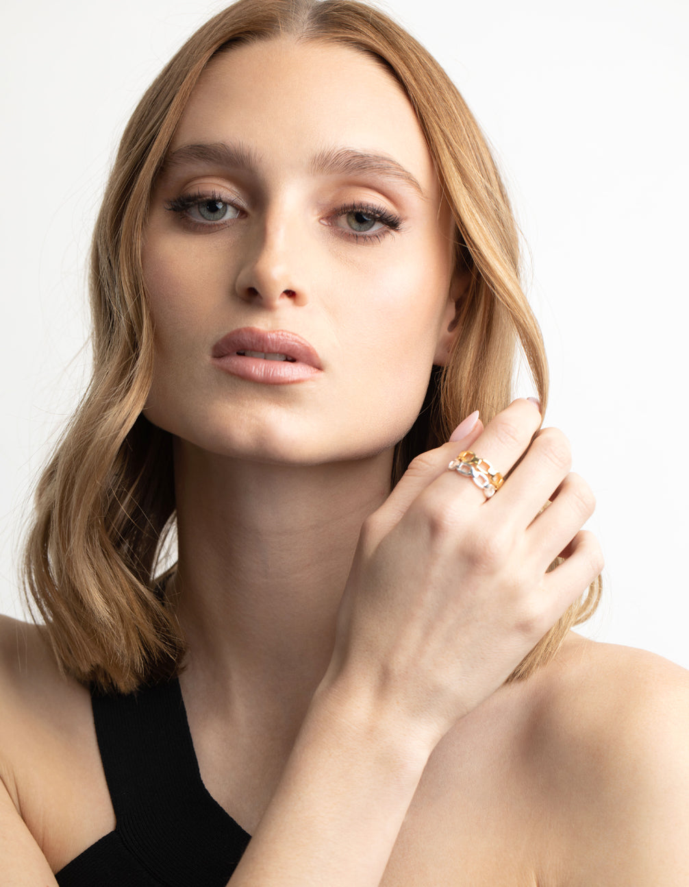 Gold Plated Double Chain Ring